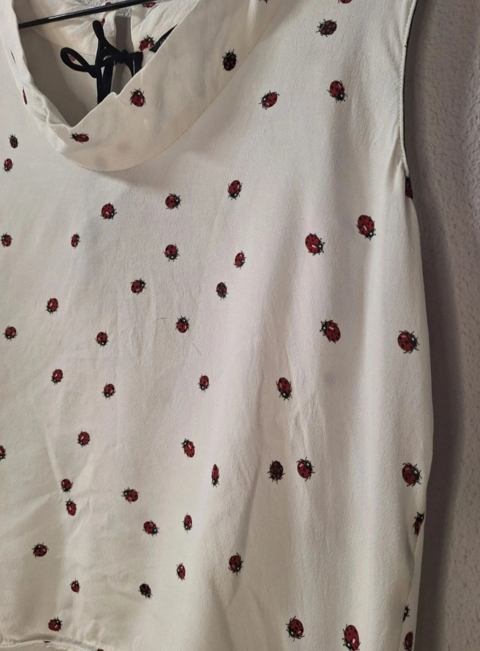 Zara BASIC sleeveless white ladybug print blouse Size XL – photo 5